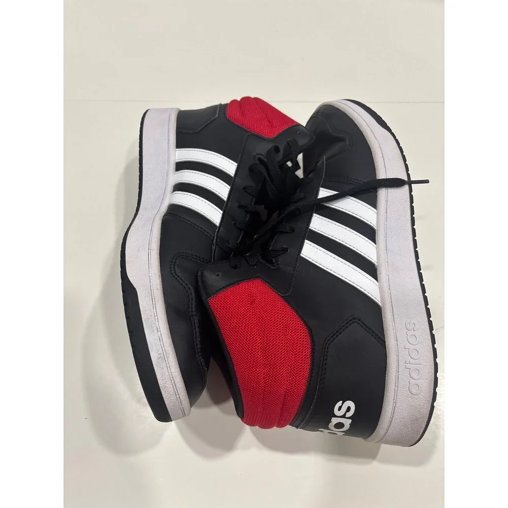 Adidas Hoops 2.0 Mid Mens Basketball Shoes Black White Red DB0079 Size 12